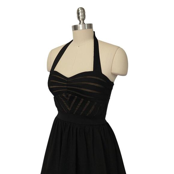 Vintage Y2K City Triangles Little Black Halter Dress Size 5 XS Fit & Flare Mini - Picture 6 of 9